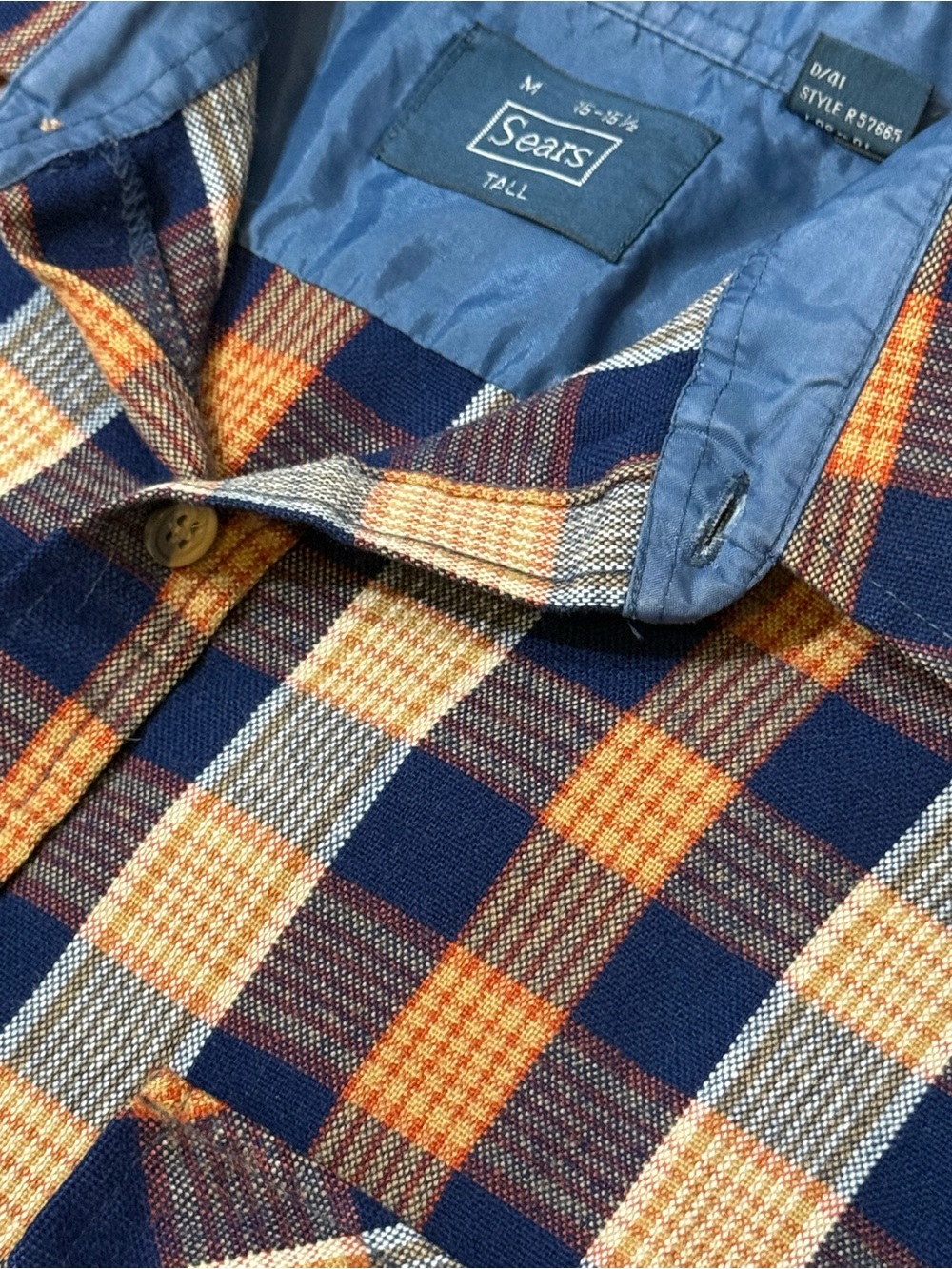Vintage Sears M Tall Plaid Flannel Shirt 70s 80s Workwear Gorpcore Acrylic
